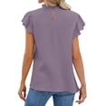thumbnail image 5 of Nlife Women Ruffle Trimmed Crew Neck 1/4 Sleeve Textured T-Shirt, 5 of 7