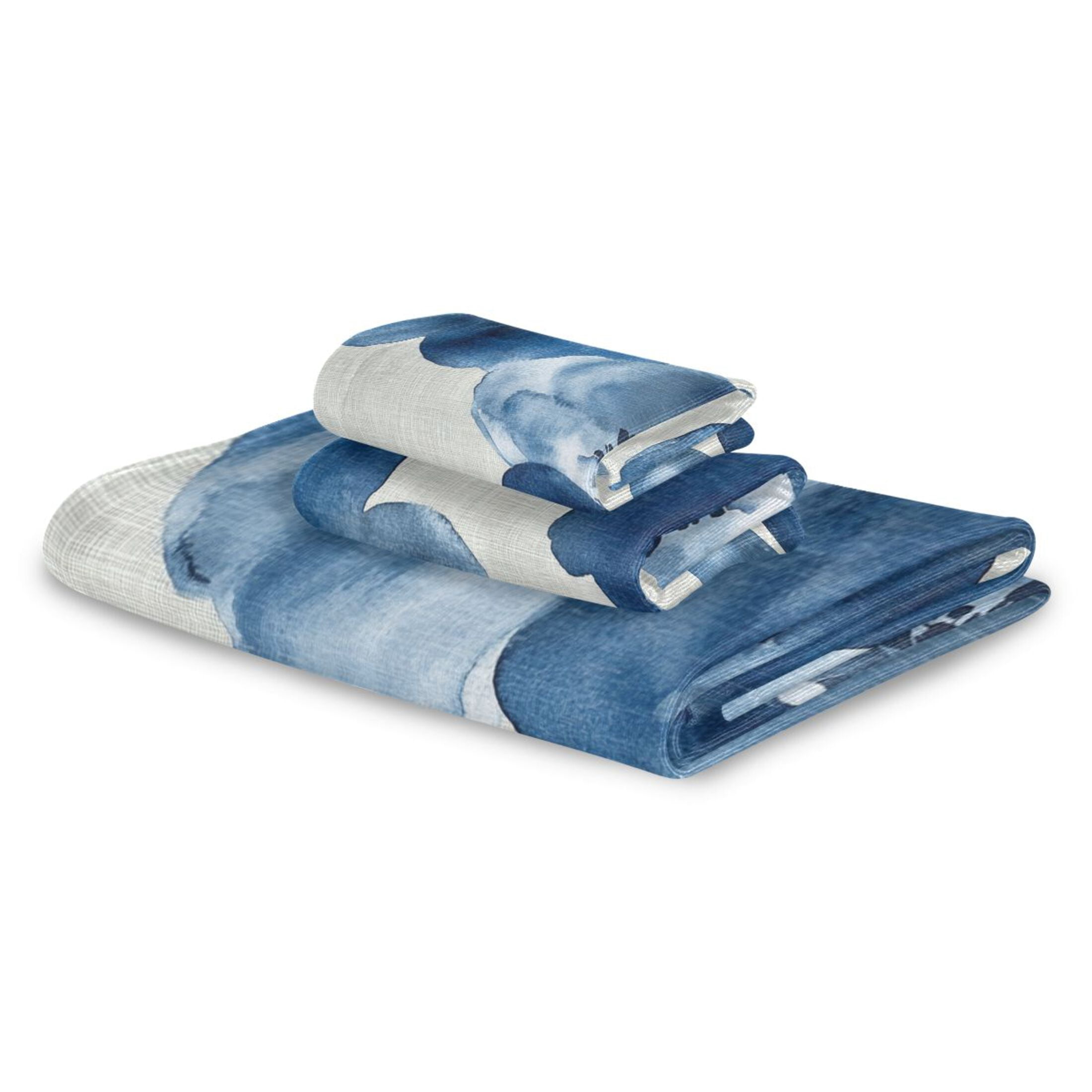 Three-Piece Towel Set Face Towel Towel Set Hand Towel Bath Towel Cotton Bath Towels Bath Towel Sets Hand Bath Towels Super Beautiful Blue Flowers