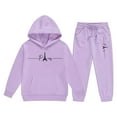 thumbnail image 2 of Gaexia Girls Fall Outfits ,Girls Fleece Tracksuit Winter Warm Pullover Hoodie With Pants Kids Casual Outfit Cute Printed Jogger Two Piece Set, 2 of 4