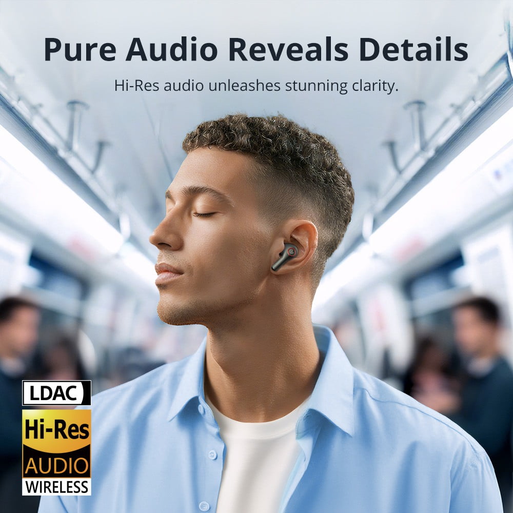 Wireless Earbuds, Tronsmart Hybrid Noise Cancelling In-Ear Earbuds, 6-Mic AI Call, Hi-Res Audio, Force Sensor, Bluetooth 6.0, 40H Bluetooth Headphone with Charging Case, Compatible for iPhone Android