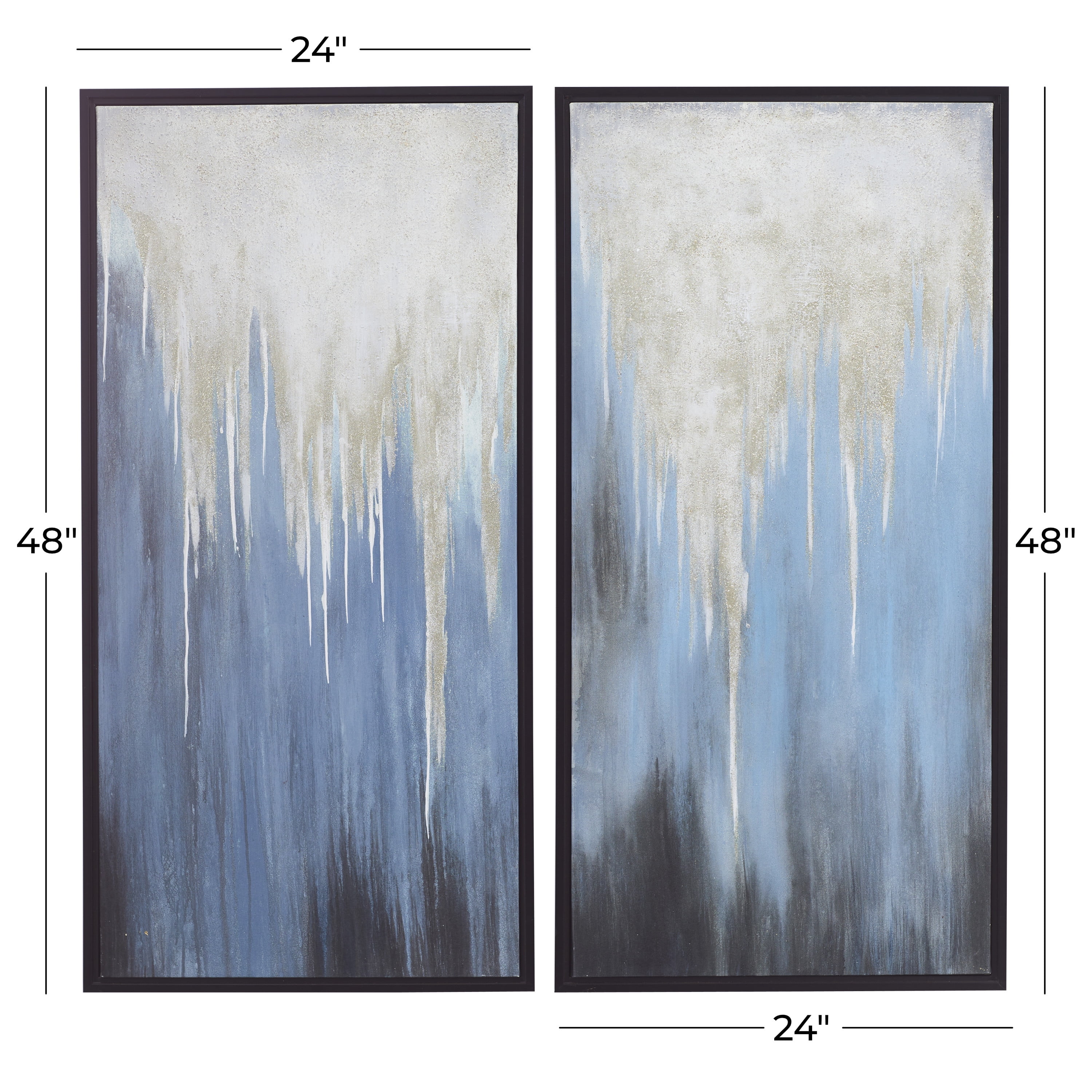 24" x 48" Abstract Framed Wall Art with Black Frame, by DecMode (2 Count)