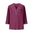 thumbnail image 7 of Womens Athletic Tops Shirts Trendy Stylish 3/4 Sleeve Pocket Detail Womens Golf Shirt,Purple,4XL, 7 of 7