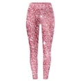 thumbnail image 4 of Women's Leggings Pink Glitter Sequin Print Breathable Seamless Casual Running Workout Leggings, 4 of 5