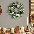 thumbnail image 4 of Gmogad White Pumpkin Wreath Fall Decor Front Door Hanging Garland Weatherproof Holiday Ornaments for Thanksgiving Autumn Home Porch Wedding Festival Decorations, 4 of 5