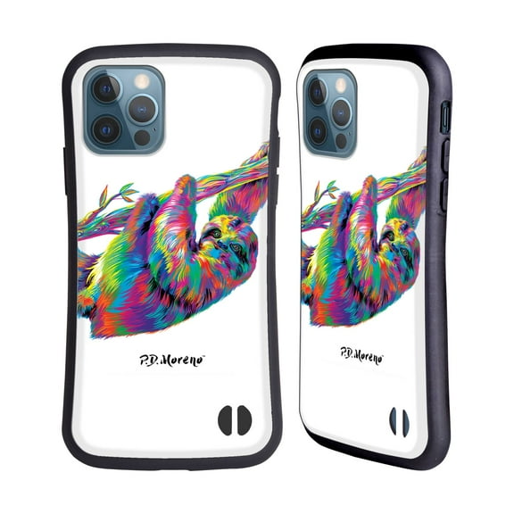 Head Case Designs Officially Licensed P.D. Moreno Animals Sloth Hybrid Case Compatible with Apple iPhone 12 / iPhone 12 Pro