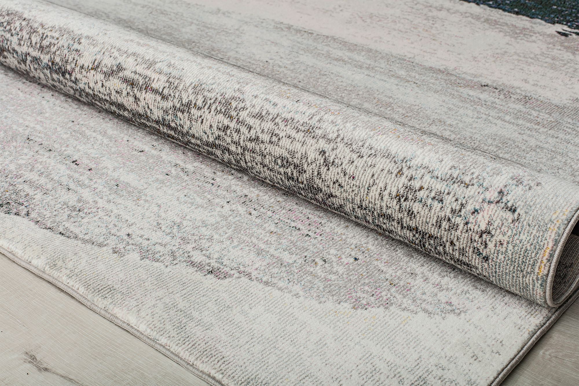 Rugs America Melyna MA25A Silver Satin Contemporary Abstract Area Rug, 2'6" x 4'