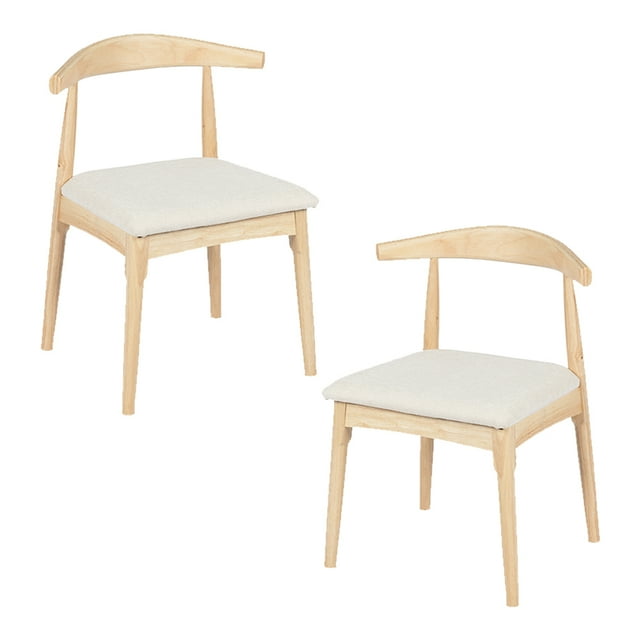 Ilios Innova | Set de 2 Sillas Nórdico de madera de caucho con asiento de tela color beige, diseño contemporáneo y cómodo para comedor, sala u oficina.