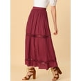 thumbnail image 4 of Falda Maxi Allegra K Encaje Cintura Elástica Vintage Swing Mujer Vino Rojo XS, 4 of 6