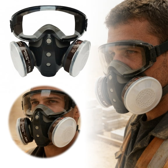 Dust Proof Integrated Respirator Mask Industrial Grade Face Shield for Spray Painting & Grinding with Replaceable Filters