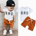 thumbnail image 7 of Kaprioy Toddler Boys Clothes Toddler Boys Summer 2PCS Outfits Short Sleeve BRO Letter Printed T-Shirt Tops + Solid Color Elastic Short Pants, 7 of 7