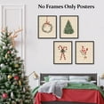 thumbnail image 4 of Hieng Vintage Christmas Tree Wall Art Poster Decor, Candy Cane Painting Pictures Decor Wall Art, Rustic Christmas Decorations for Bedroom Bathroom Living Room Office, Unframedin Set of 4, 4 of 6