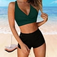thumbnail image 6 of Bosfbaoi Swimsuit for Women 2-Piece High Waisted Tankini Set Twist Front Crisscross Back Top Boyshort Bottom Regular Solid Tankini Sets for Women, 6 of 6