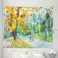 thumbnail image 1 of Watercolor Tapestry, Colorful Fine Art Park Scene Colorful Painting Style Countryside Print, Fabric Wall Hanging Decor for Bedroom Living Room Dorm, 5 Sizes, Green Orange Umber, by Ambesonne, 1 of 1