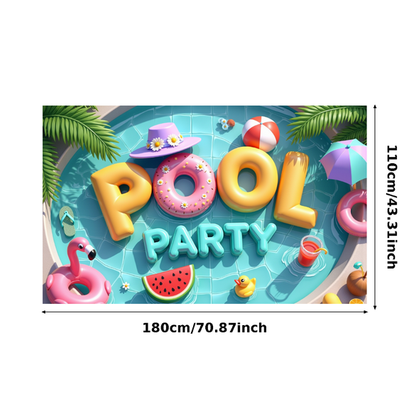 Inflatable Pool Happy Summer Beach Party Banner Floating Decorations Outdoor Celebration for Poolside Picnics Swim Events Family Fun