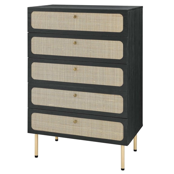 Dresser Drawer Chest, Black, Wood, Bedroom Living, Modern Contemporary HB35727