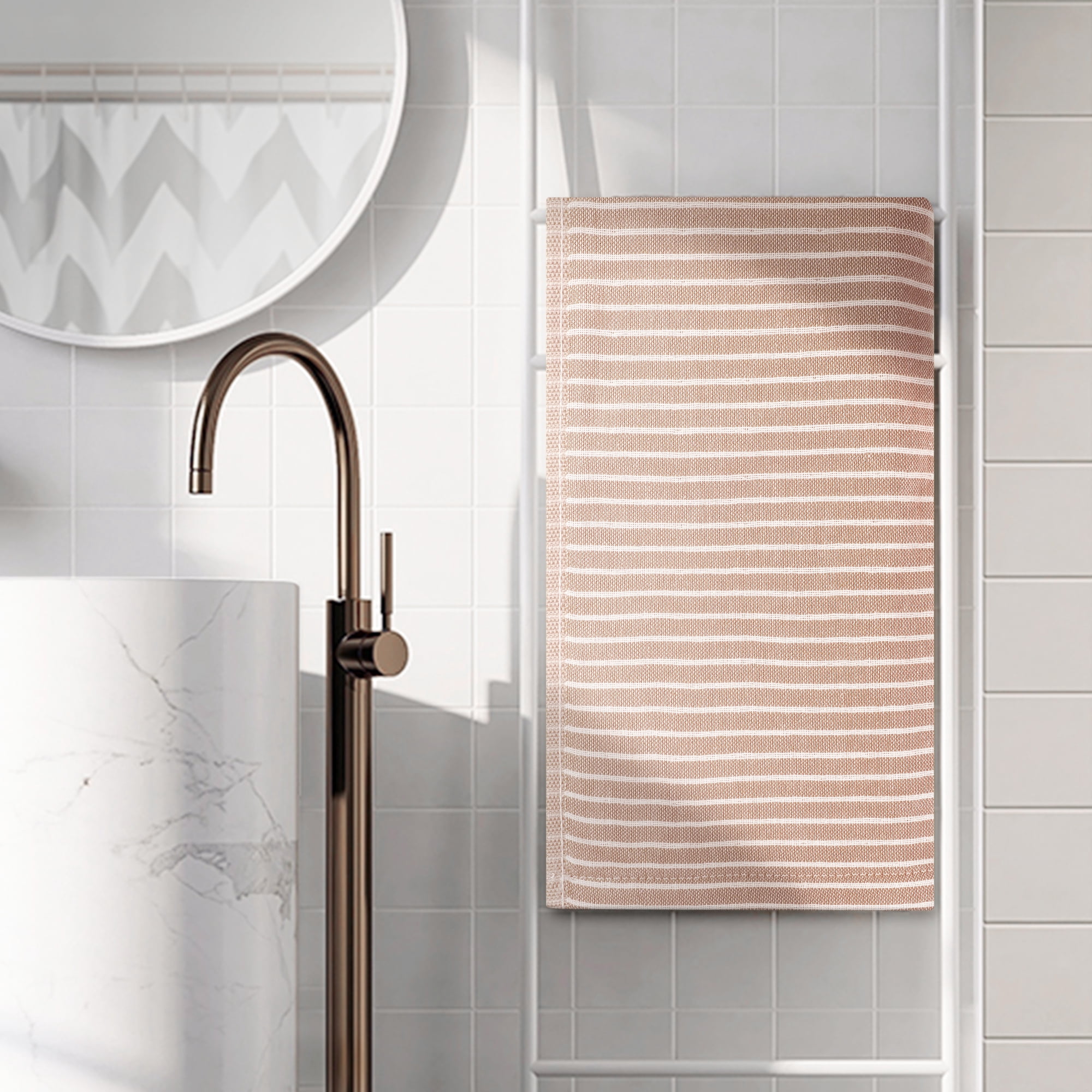 Unique Bargains Cotton Bathroom Hand Towels Quick Drying Kitchen Towel Sets 14" x 30" Pink 4pk