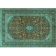 thumbnail image 1 of Ahgly Company Indoor Rectangle Medallion Turquoise Blue Traditional Area Rugs, 6' x 9', 1 of 4