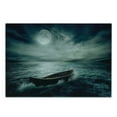 thumbnail image 3 of Fishing Cutting Board, Boat Drifting in Ocean Full Moon Dramatic Night Sky Life Hope Conceptrt, Decorative Tempered Glass Cutting and Serving Board, Small Size, Dark Blue White, by Ambesonne, 3 of 5