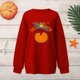thumbnail image 4 of Señoras moda Halloween divertido gato melón estampado cuello redondo espesar sudadera manga larga Top Fridja  fjkfkj5937, 4 of 6