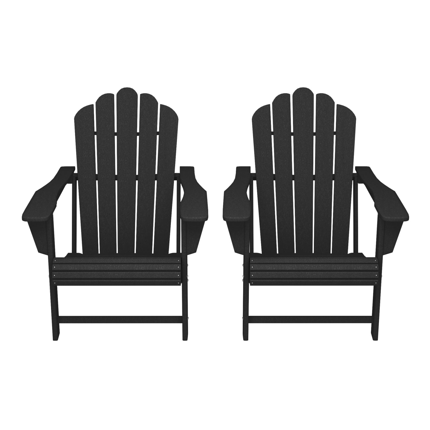 WestinTrends Highland Outdoor Patio HDPE Adirondack Chairs With Cup Holders (Set of 2), Black