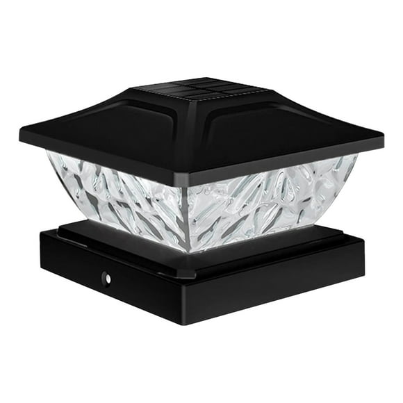 yulier Solar Post Cap Lights, Outdoor Garden Solar Powered Fence Post Cap Lights, Post Cap Lantern Column Lamp for Fence Patio Decor, 5.8" x 5.8" x 3.7", Black