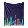 thumbnail image 1 of Cartoon Soft Flannel Fleece Throw Blanket, Print of City Scenery Landscape of Apartments and Buildings Artwork Print, Cozy Plush for Indoor and Outdoor Use, 50" x 70", Multicolor, by Ambesonne, 1 of 6