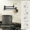 thumbnail image 3 of WOWOW Pot Filler Faucet Black and Gold,Modern Pot Filler Wall Mount Kitchen Folding Faucet 2 Handle with Double Joint Swing Arms Brass Stove Faucet, 3 of 5