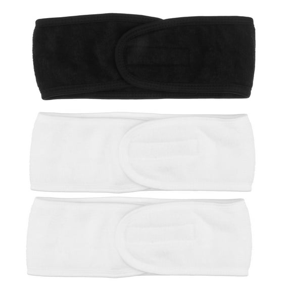 LOLIPPYY 3-Pack Black Bathing Headbands Comfortable Hair Bands for Shower, Sports, and Everyday Use
