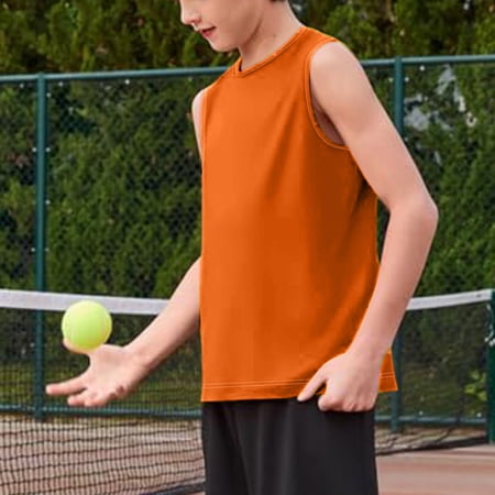 Nestiefly Boys Athletic Tank Tops Quick Dry Sleeveless Shirts Basketball Undershirts Kids Workout T-Shirts 2026 Orange 100