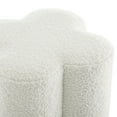 thumbnail image 3 of Zesthouse 18.5″Sherpa Fabric Ottoman, Modern Ottoman Coffee Table for Living Room, Flower Shaped Foot Stools, Upholstered Footrest Stool for Couch, White, 3 of 11