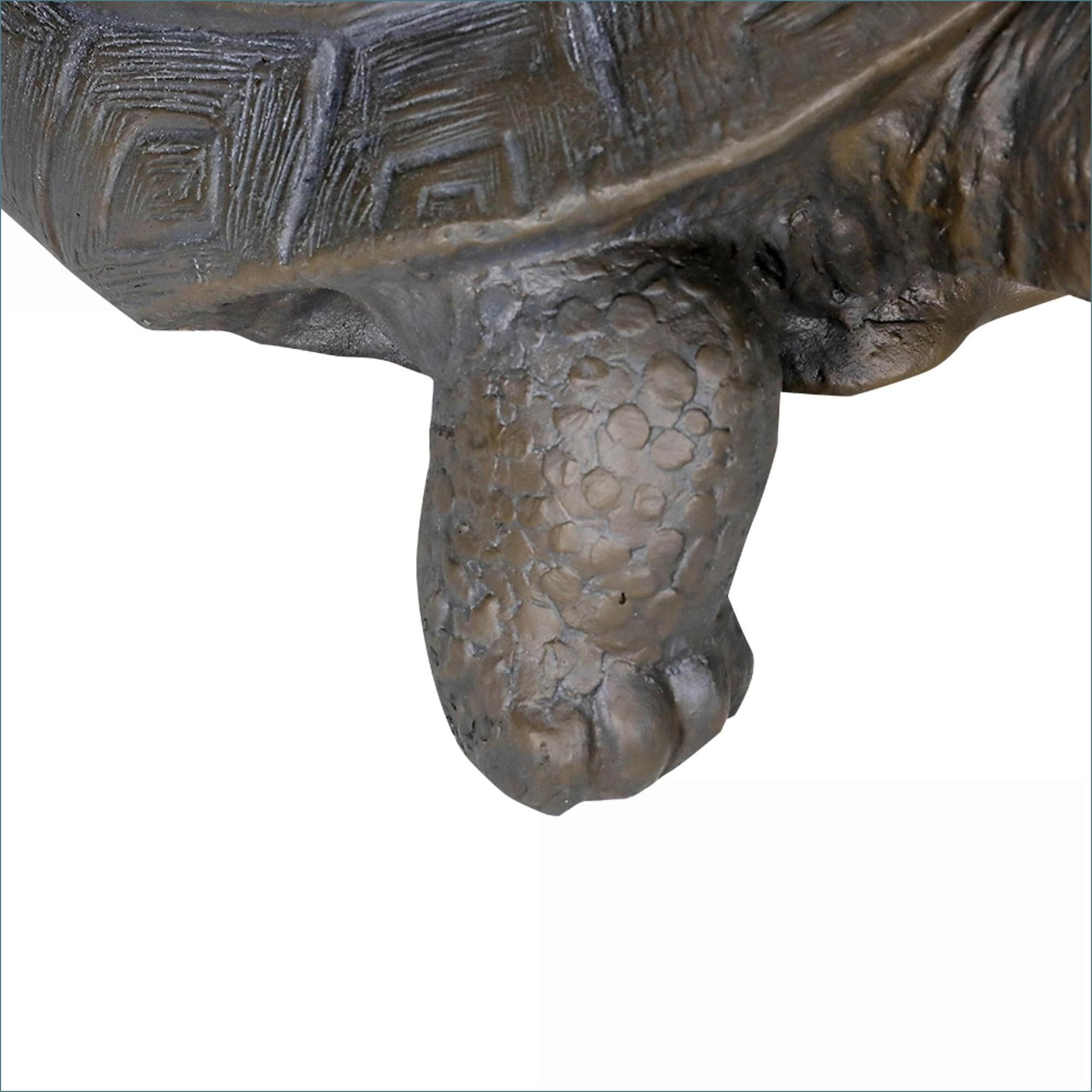 Garden Statues | Large Turtle Outdoor Sculpture, Charcoal Gray, Weather Resistant for Garden Patio Lawn | Concrete Cement | Brown