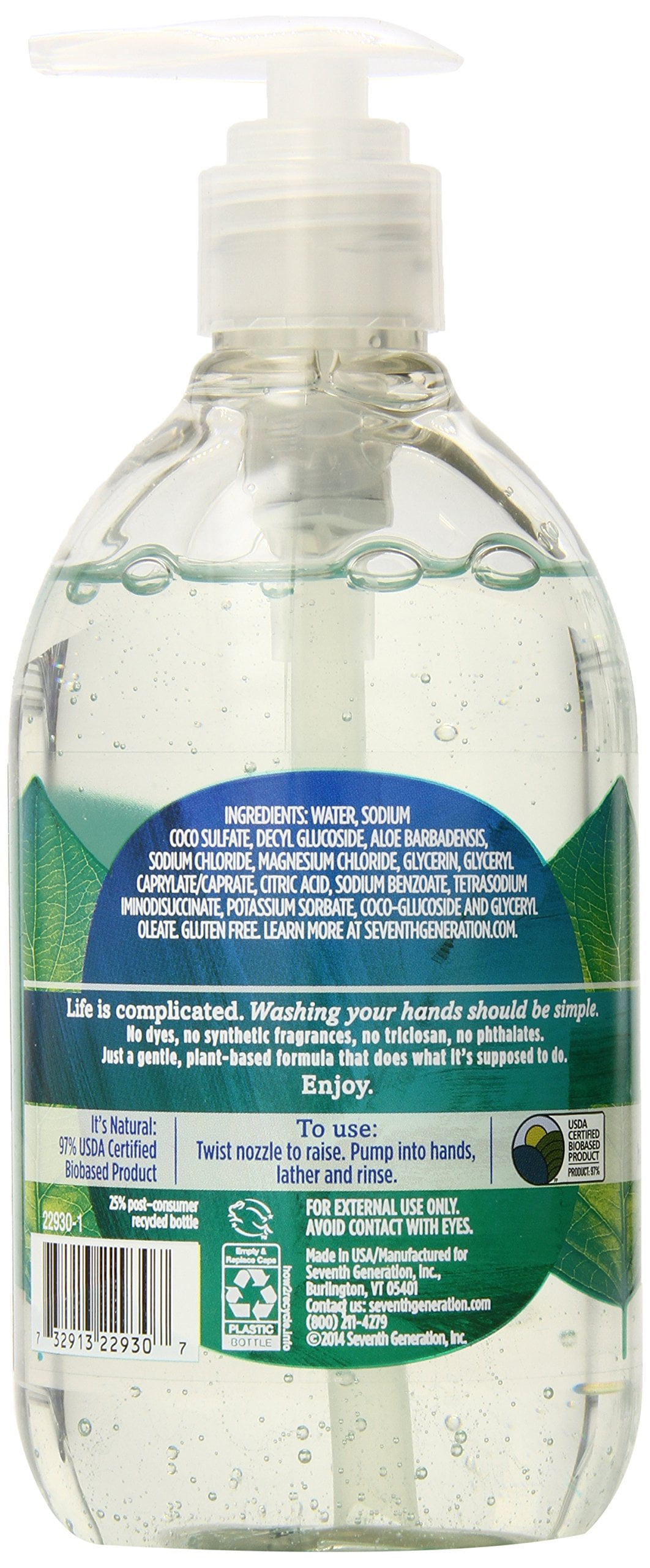 Seventh Generation Hand Wash, Free And Clean, 12 Ounce (Pack Of 6) Packaging May Vary