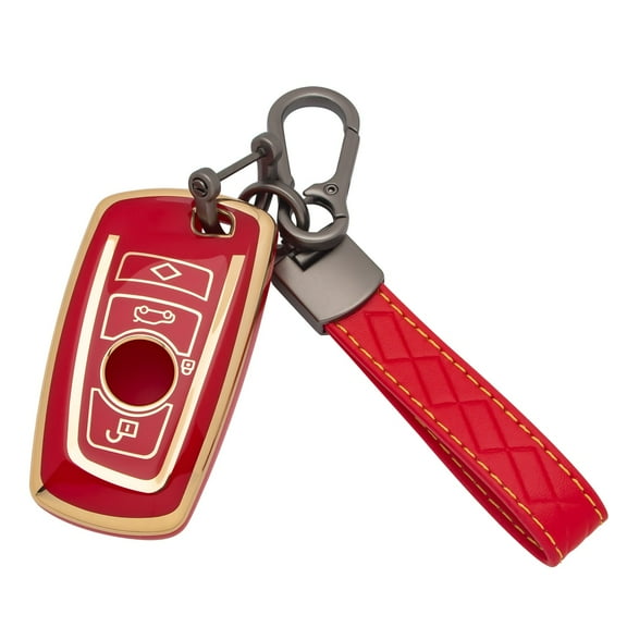Xotic Tech Red Soft TPU 4-Button Full Protect Seal Cover Keyless Entry Remote Control Key Fob Case Protector w/Keychain Compatible with BMW 1 2 3 4 5 6 7 Series X3 X4 X2 X3 X4 M2 M3 M4 M5 M6 F20 F21