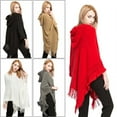 thumbnail image 3 of CNKOO Ladies‘ Hooded Cape with Fringed Hem  Crochet Poncho Knitting Patterns for Women, 3 of 3