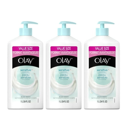 Olay Ultra Moisture Sensitive Body Wash, 34 Ounce, Pack of 3