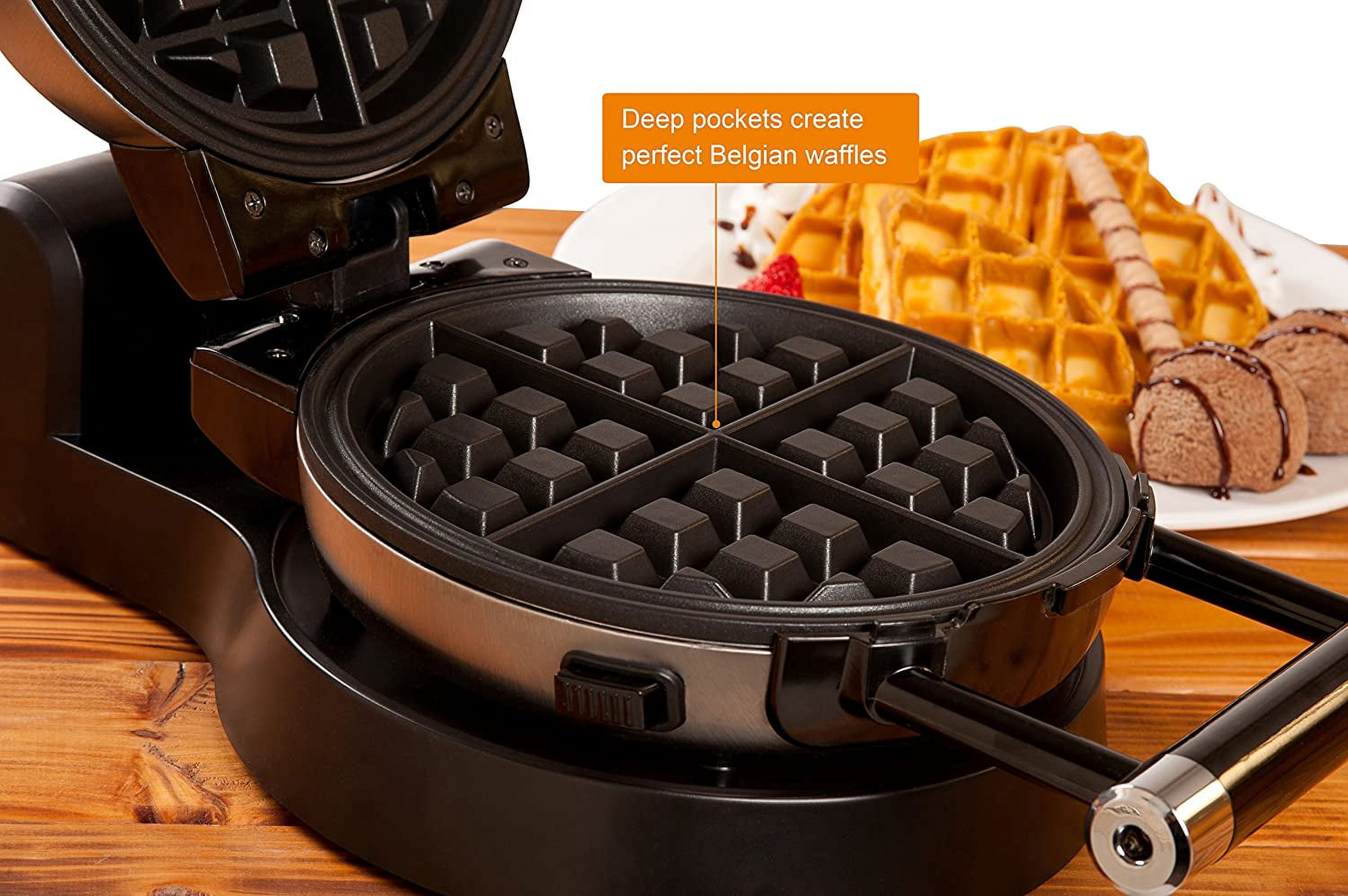 Secura Upgrade Automatic 360 Rotating Non-Stick Belgian Waffle Maker w/Removable Plates