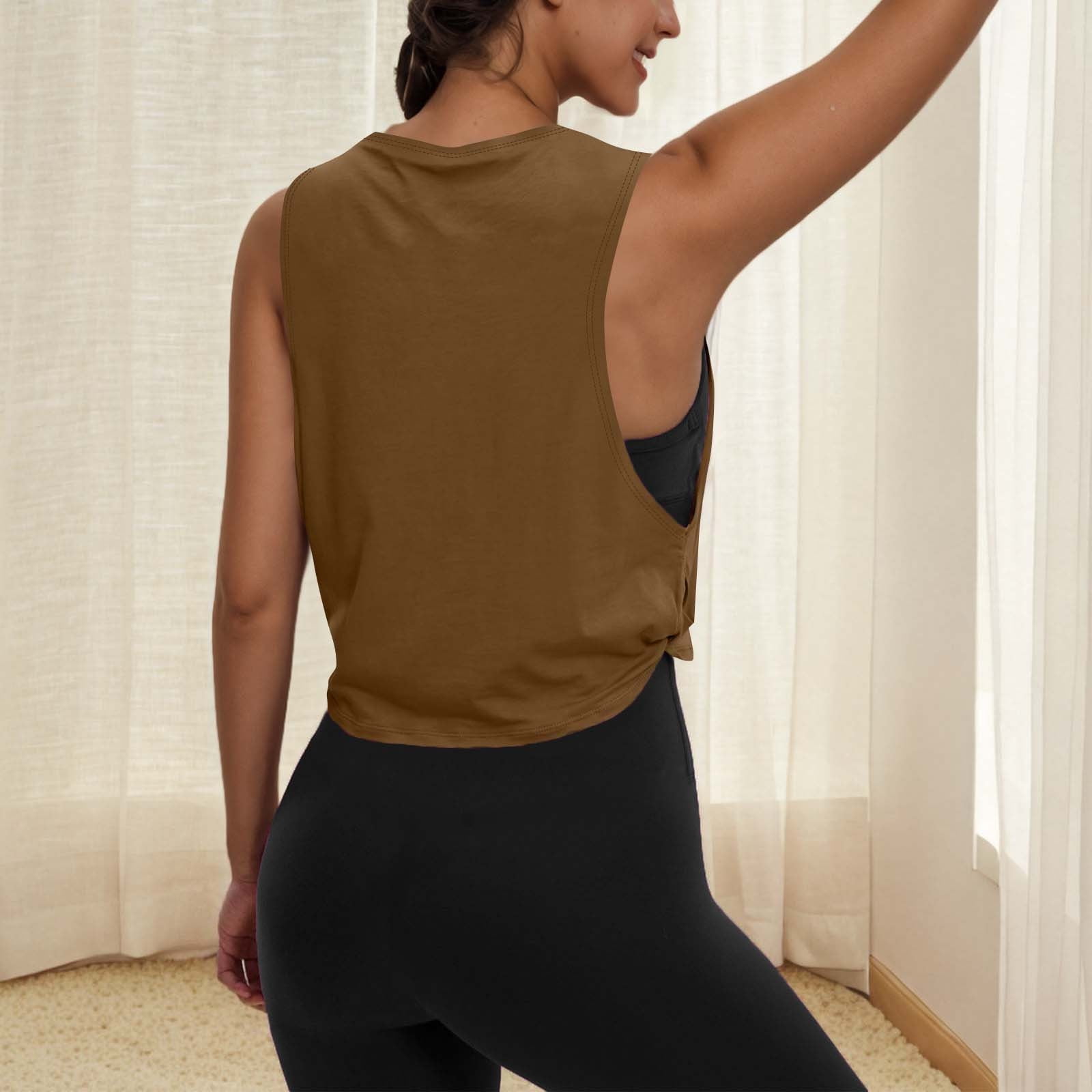 LLYWEY Sleeveless Tank Top for Women, Breathable Side Cut-Out Crew