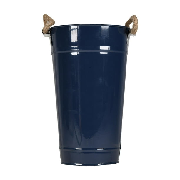 Brick Bloom Metal Blue Planter With Rope Handle Walmart 