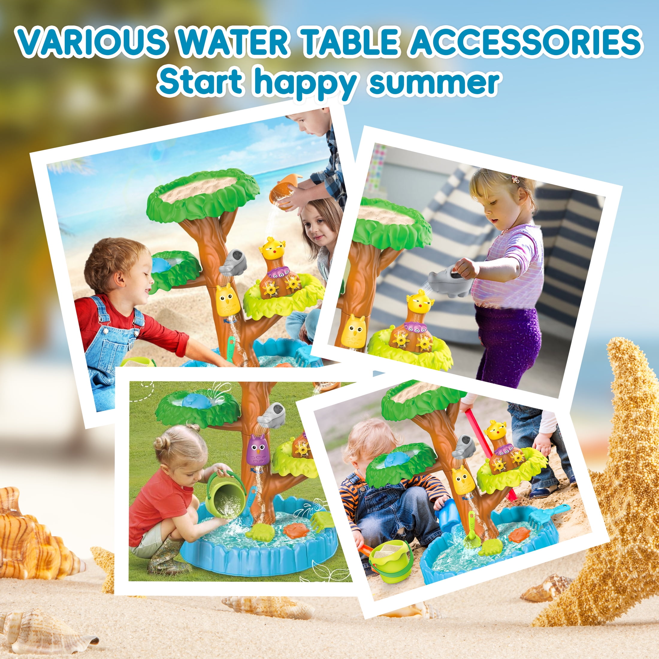 KOPPOP Sand and Water Table for Toddlers, Summer Sensory Play, Outdoor Beach Toys for Boys and Girls Ages 1-5