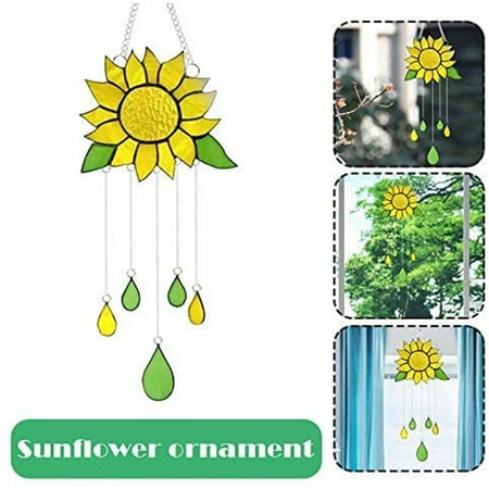 

Kuluzego Sunflower Wind Chime Pendant Crafts Living Room Bedroom Decorations