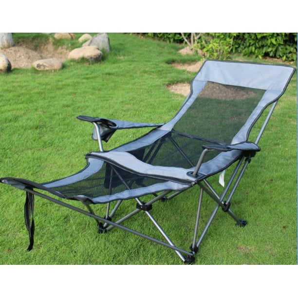 Chill Summer Folding Fordable Camping Chair With Cup Holder Pillow And Carry Case For Deck Patio Beach Or Yard Mesh Net Blue Long Chair Walmart Com Walmart Com