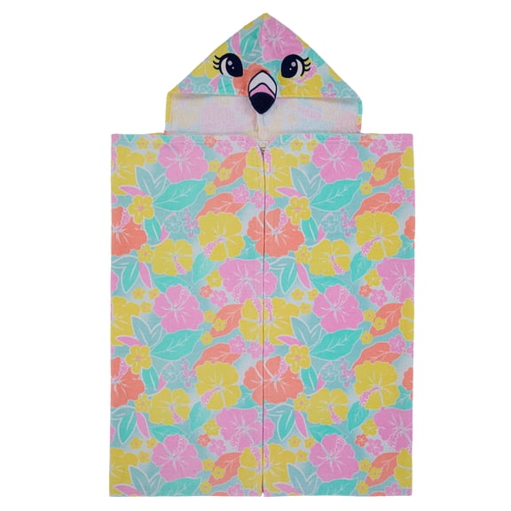 Saint Eve Kids 100% Cotton Hooded Towel for Kids and Toddlers - Soft and Super Absorbent Bath, Pool, Beach, Swim Towel Wrap - Yellow Flamingo Flowers