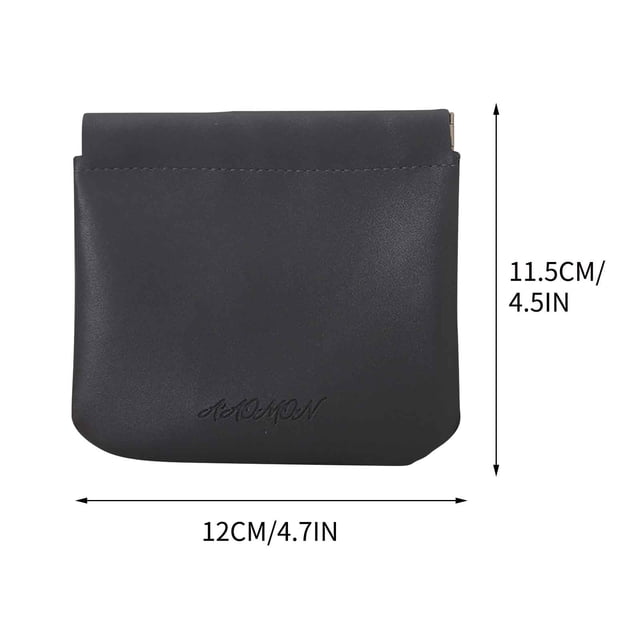 Yhmxh Bolsa de maquillaje de cuero con cierre automático y metralla para mujer, pequeña bolsa de almacenamiento portátil para lápiz labial, mini bolsa para auriculares inalámbricos