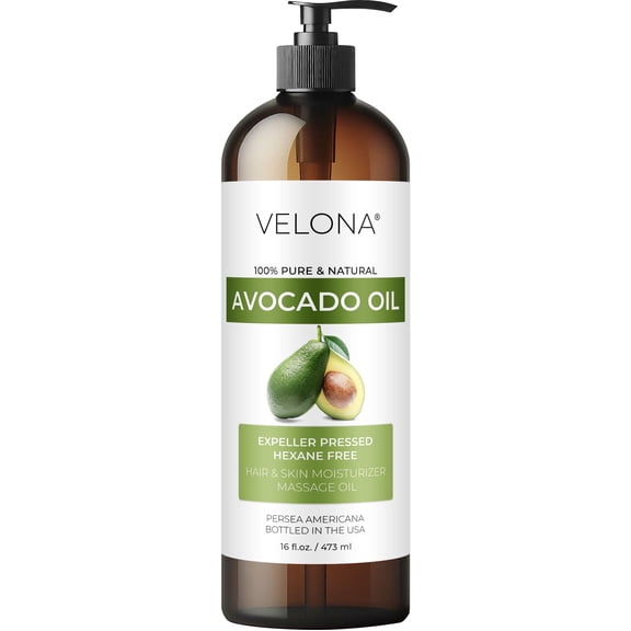 Velona Avocado Oil 16 Fl Oz | 100% Pure and Natural Carrier Oil | Expeller-Pressed | Hair, Body and Skin Care | Use Today - Enjoy Results