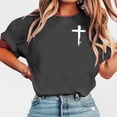 thumbnail image 2 of Rutainlusire Womens Trendy Daily Cross Printed Loose Blouse Tops Women's Printed T-Shirt Short Sleeved Round Neck Pullover Casual Fashionable Top, 2 of 5