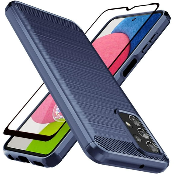 for Samsung Galaxy A23 5G Case,Samsung A23 5G Case with Screen Protector Shock-Absorption Flexible TPU Rubber Protective Cell Phone Cover for Samsung A23 5G(Navy Blue)