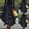 thumbnail image 3 of Mchoice Women Gothic Plaid Midi Skirts Fashion Loose Plaid Print Fringe Irregular Waiste Skirt Pleated Midi Skirts, 3 of 4