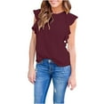thumbnail image 2 of SELONE Peplum Tops for Women Plus Size Short Sleeve Tops Blouses Regular Fit T Shirts Pullover Chiffon Tees Tops Solid T-Shirts Crew Neck Tops Casual Blouses Easy Care Soft Breathable Pullover Wine L, 2 of 8