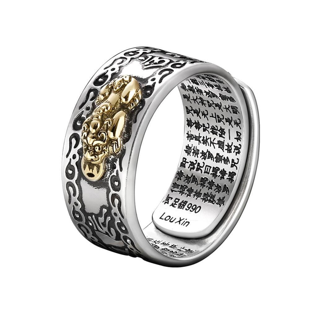 Vintage Pixiu Ring 990 Silver Brave Troops Mantra Protection Wealth Lucky Adjustable Ring For Men Walmart Com