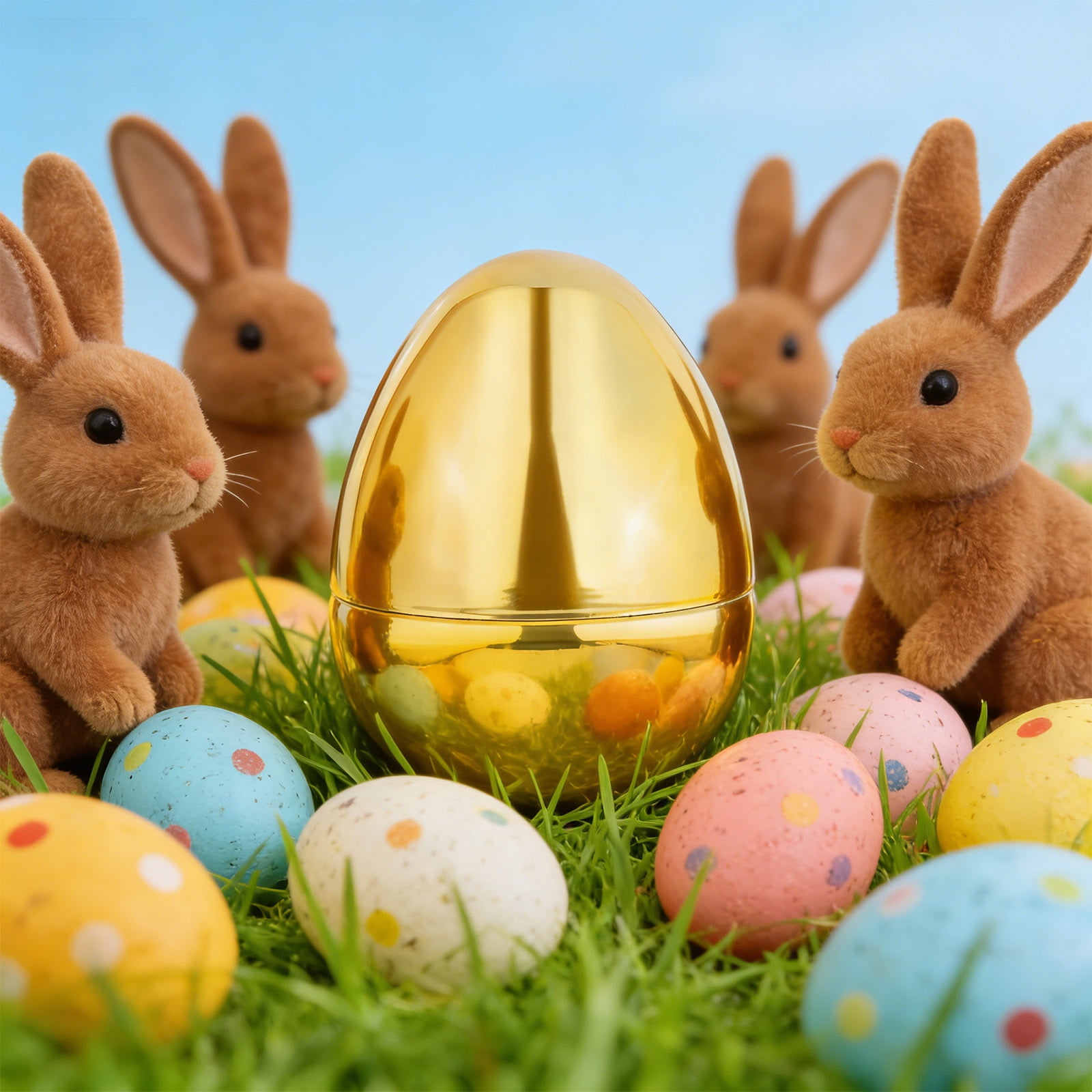 Specollect 4 Pcs Large Open Top Easter Egg for Party Gift Basket Filler, Golden Decorative, Festive Party Supplies and Decorations 25cm